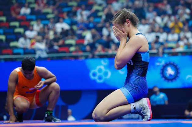 U17, U 17 Wrestling World Championships 57kg WW - Epenesa Teuila Elison (USA) df. Nikita Sehrawat (IND) *** U17 Wrestling World Championships, 57 kg WW: Epenesa Teuila Elison (USA) defeated Nikita Sehrawat (IND) Copyright: xKostadinxAndonovx UWW-U17-WC-BAKU-2026