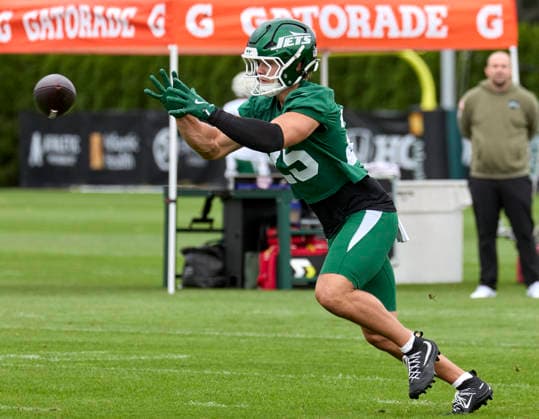 New York Jet running back Sam Scott (25) during training camp at the Atlantic Health Jets Training Center, Florham Park, New Jersey. CSM Florham Park United States - ZUMAc04_ 20260730_zma_c04_003 Copyright: xDuncanxWilliamsx