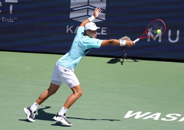 July 30, 2026, Washington, Illinois, USA: BRANDON NAKASHIMA of USA during the match against J. Mensik of Czech Republic in the second round of Mubadala Washington DC, USA. Washington USA - ZUMAc278 20260730_zsp_c278_012 Copyright: xMarcinxCholewinskix