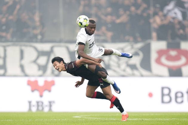 Midtjylland v Besiktas - UEFA Europa League HERNING, DENMARK - JULY 30: Midtjylland s Gue-Sung Cho (L) challenges for the ball with Besiktas Tiago Djalo during the UEFA Europa League second qualifying round second-leg match between Midtjylland and Besiktas at MCH Arena in Herning, Denmark, on July 30, 2026. Arife Karakum Anadolu Herning Denmark. Editorial use only. Please get in touch for any other usage.  Copyright: x2026xAnadoluxArifexKarakumx