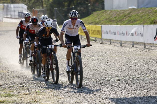 30.07.2026, Monteceneri, Monte Ceneri, 2026 UEC MTB European Championship, EM, Europameisterschaft XCC Men U23 s Final (cross country short track) Paul Schehl 2 (GER), Thibaut Francois Baudry 1 (ESP) Monteceneri Monte Ceneri Ticino Switzerland *** July 30, 2026, Monteceneri, Monte Ceneri, 2026 UEC MTB European Championship XCC Men s U23 Final, Cross Country Short Track: Paul Schehl (2, GER), Thibaut François Baudry (1, ESP), Monteceneri, Monte Ceneri, Ticino, Switzerland Copyright: xJustPictures.ch FrancescoxMinghettix jp-en-FrMi-_NG_1905