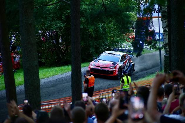 July 30, 2026, Jyvaskyla, Uusimaa, Finland: Sami Pajari and co-driver Marko Salminen drives during SS1 Harju street stage at Secto Rally Finland, the 9th round of the FIA World Rally Championship. Jyvaskyla Finland - ZUMAj303 20260730_zip_j303_008 Copyright: xJanixHakalax