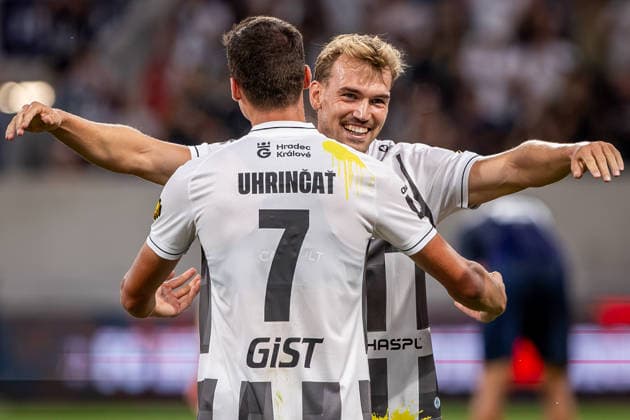 HRADEC KRALOVE - TROMSO David Ludvicek, Jakub Uhrincat of Hradec celebrate after final whistle during the second leg of second qualifying round of UEFA Europa league football match between FC Hradec Kralove and Tromso IL at the Malsovicka Arena Stadium. Hradec Kralove, Czechia, July 30, 2026. Photo by Branislav Racko Copyright: xx 080A9142