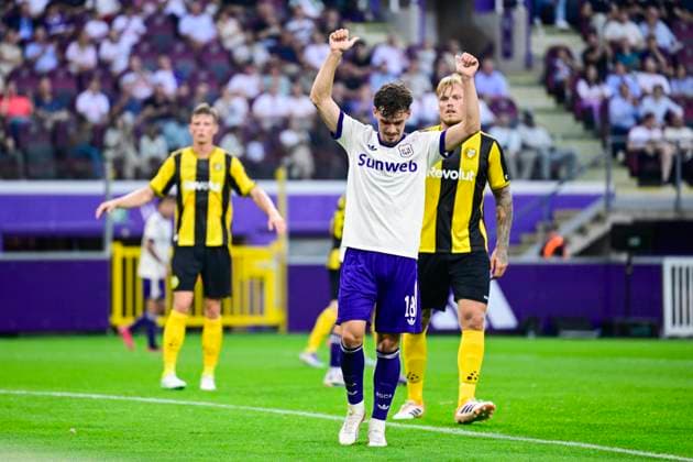 RSC Anderlecht v Hammarby IF - UEFA Europa League ANDERLECHT, BELGIUM - JULY 30 : Ambros Lukas midfielder of RSC Anderlecht dejected during the UEFA Europa League 2025 26 second qualifying round second leg between RSC Anderlecht and Hammarby IF on July 30, 2026 in Anderlecht, Belgium, 30 07 2026 Anderlecht Belgium  Copyright: xJanxDexMeuleneirx