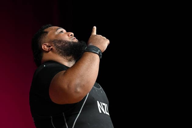 COM26 WEIGHTLIFTING, David Andrew Liti of New Zealand reacts after winning gold during the Men™s +110kg Weightlifting of the Glasgow 2026 Commonwealth Games at the SEC Armadillo in Glasgow, Scotland, Thursday, July 30, 2026. ( NO ARCHIVING, EDITORIAL USE ONLY Glasgow Scotland United Kingdom  Copyright: xLUKASxCOCHx 20260731117949193963