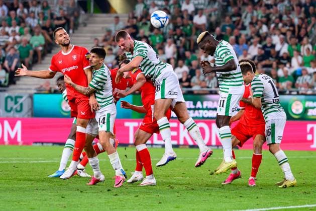 Budapest , 30-07-2026 , Groupama Arena , season 2026 2027 , UEFA Europa League play-off football , match between Ferencvarosi TC and FC Twente , picture shows FC Twente player Marko Pjaca scores 2-1 Ferencvarosi - Twente  x205336020x Copyright: