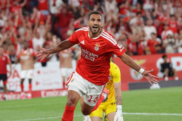 Uefa Europa League Second qualifying round – second leg at Estádio da Luz, July 30, 2026, Lisbon v.l. Vangelis Pavlidis (SL Benfica ,14) feiert das 2:0 fuer Benfica Lisbon Estádio da Luz Lisbon Portugal Copyright: xFernandoxSoaresx