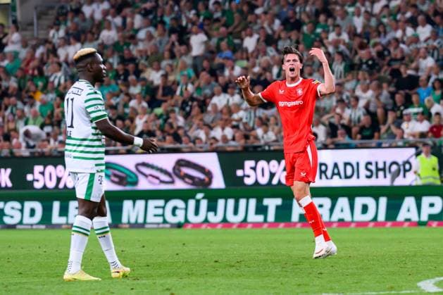 Budapest , 30-07-2026 , Groupama Arena , season 2026 2027 , UEFA Europa League play-off football , match between Ferencvarosi TC and FC Twente , picture shows FC Twente player Lucas Vennegoor of Hesselink scores 2-2 Ferencvarosi - Twente  x205336224x Copyright:
