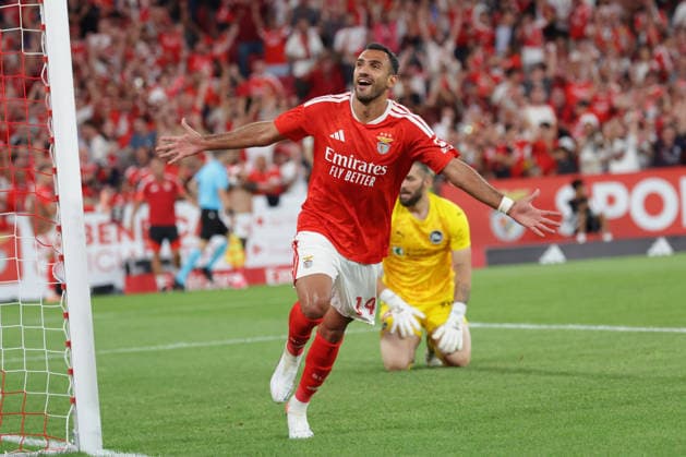 Uefa Europa League Second qualifying round – second leg at Estádio da Luz, July 30, 2026, Lisbon v.l. Vangelis Pavlidis (SL Benfica ,14) feiert das 2:0 fuer Benfica Lisbon Estádio da Luz Lisbon Portugal Copyright: xFernandoxSoaresx