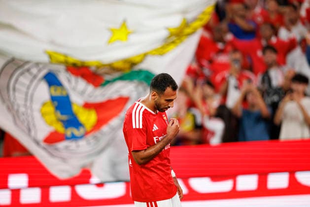 Vangelis Pavlidis seen celebrating after scoring goal during UEFA Europa League qualifying game between teams of SL Benfica and St. Gallen (Maciej Rogowski Ball Raw Images PT) Lisbon Estadio Da Luz Portugal Copyright: xMaciejxRogowskix maciejrogowski_slbenfica_stgallen_2627-12