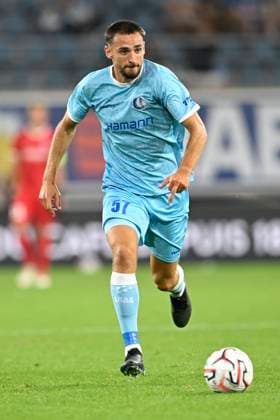KAA Gent v LNZ Cherkasy - UEFA Conference League GENT, BELGIUM - JULY 30 : Volckaert Matties defender of KAA Gent in action during the UEFA Conference League 2026 27 second qualifying round second leg between KAA Gent and LNZ Cherkasy on July 30, 2026 in Gent, Belgium, 30 07 2026 Gent Belgium  Copyright: xNicoxVereeckenx