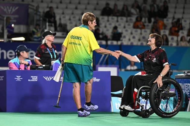 COM26 BOWLS, Louise Hoskins during the Women™s Pairs Para Lawn Bowls during the Glasgow 2026 Commonwealth Games at SEC Centre Hall 3 in Glasgow, Scotland, Thursday, July 30, 2026. ( NO ARCHIVING, EDITORIAL USE ONLY Glasgow Scotland United Kingdom  Copyright: xLUKASxCOCHx 20260731150840386778