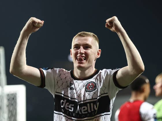 UEFA Europa Conference League Second Qualifying Round Second Leg, Fadil Vokrri Stadium, Pristina, Kosovo 30 7 2026 Ballkani vs Bohemians Bohemians Ross Tierney celebrates Ross Tierney celebrates 30 7 2026  Copyright: xNikolaxKrsticx 0NIK0839