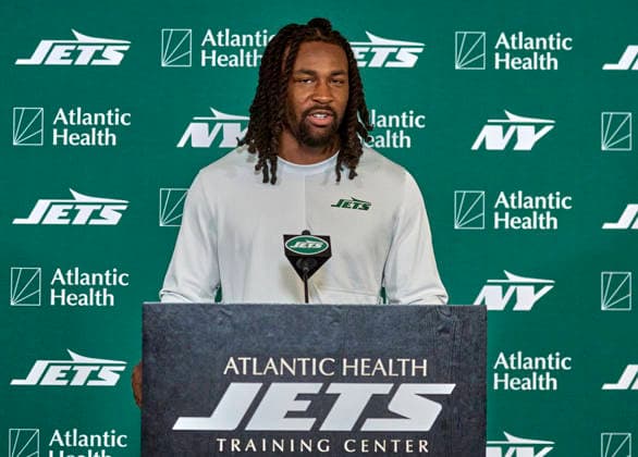 New York Jets wide receiver Omar Cooper, Jr. (83) during press conference, PK, Pressekonferenz at training camp at the Atlantic Health Jets Training Center, Florham Park, New Jersey. CSM Florham Park United States - ZUMAc04_ 20260730_zma_c04_051 Copyright: xDuncanxWilliamsx