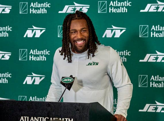 New York Jets wide receiver Omar Cooper, Jr. (83) during press conference, PK, Pressekonferenz at training camp at the Atlantic Health Jets Training Center, Florham Park, New Jersey. CSM NFL, American Football Herren, USA 2026: NY Jets Training Camp JUL 30  - ZUMAc04_ 20260730_zma_c04_048 Copyright: xDuncanxWilliamsx