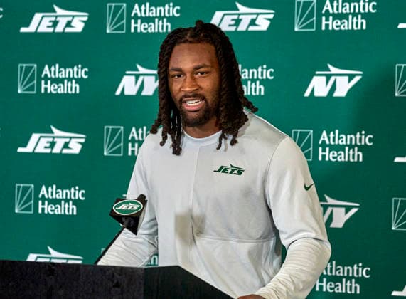 NFL, American Football Herren, USA 2026: NY Jets Training Camp JUL 30 New York Jets wide receiver Omar Cooper, Jr. (83) during press conference, PK, Pressekonferenz at training camp at the Atlantic Health Jets Training Center, Florham Park, New Jersey. Duncan Williams CSM (Credit Image: Duncan Williams Cal Media) Florham Park New Jersey United States EDITORIAL USE ONLY Copyright: xx ZUMA-20260730_zma_c04_061.jpg DuncanxWilliamsx csmphotothree507165