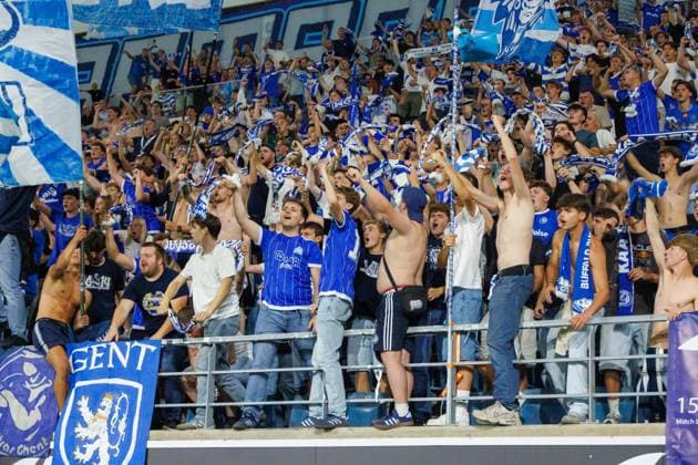 Gent s supporters celebrate after winning a soccer game between Belgian KAA Gent and Ukrainian FC LNZ Cherkasy, Thursday 30 July 2026 in Gent, the return leg of the second qualifying round for the UEFA Conference League. The first leg ended in a 0-0 draw. KURTxDESPLENTER  x182429463x