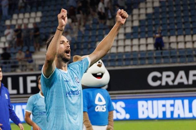 Gent s Christian Burgess celebrates after winning a soccer game between Belgian KAA Gent and Ukrainian FC LNZ Cherkasy, Thursday 30 July 2026 in Gent, the return leg of the second qualifying round for the UEFA Conference League. The first leg ended in a 0-0 draw. KURTxDESPLENTER  x182429470x