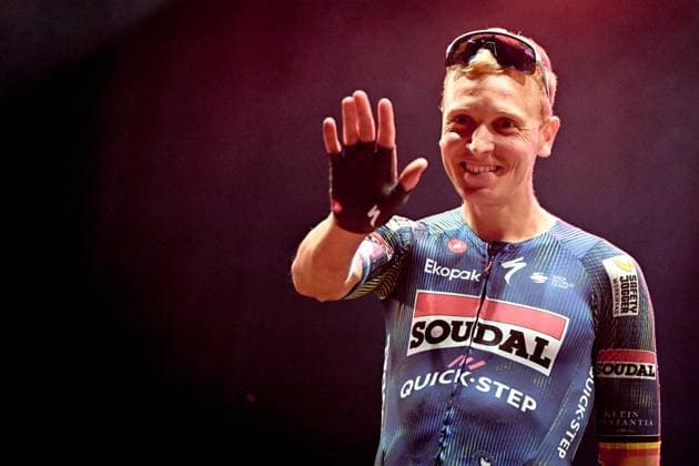 Belgian Tim Merlier of Soudal Quick-Step pictured on the podium after the Natourcriterium Herentals cycling race, Thursday 30 July 2026 in Herentals. The contest is a part of the traditional criteriums , local races in which mainly cyclists who rode the Tour de France compete. ELIASxROM  x182429502x