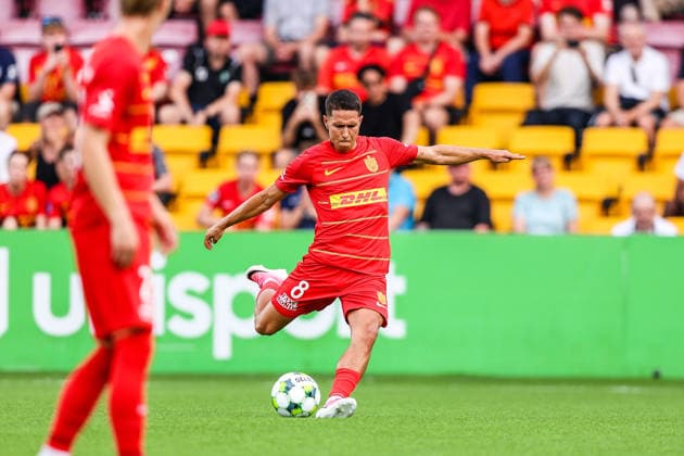FC Nordsjaelland v GAIS, UEFA Conference League qualification, Farum, Denmark Farum, Denmark. 30th, July 2026. Nicklas Rojkjaer (8) of FC Nordsjaelland seen during the UEFA Conference League qualification match between FC Nordsjaelland and GAIS at Right to Dream Park. Denmark, Farum  Copyright: xGonzalesxPhoto RunexMathiesenx
