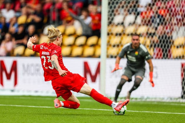 FC Nordsjaelland v GAIS, UEFA Conference League qualification, Farum, Denmark Farum, Denmark. 30th, July 2026. Runar Norheim (23) of FC Nordsjaelland seen during the UEFA Conference League qualification match between FC Nordsjaelland and GAIS at Right to Dream Park. Denmark, Farum  Copyright: xGonzalesxPhoto RunexMathiesenx