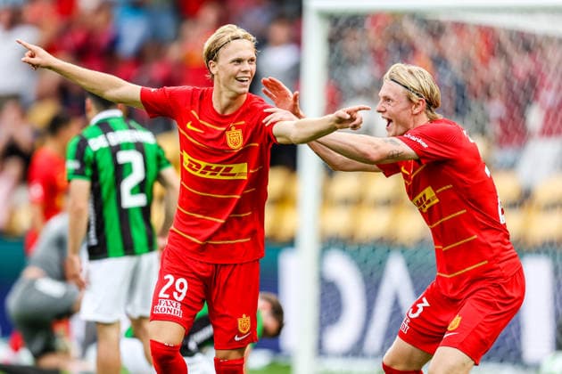FC Nordsjaelland v GAIS, UEFA Conference League qualification, Farum, Denmark Farum, Denmark. 30th, July 2026. Villum Berthelsen (29) of FC Nordsjaelland scores during the UEFA Conference League qualification match between FC Nordsjaelland and GAIS at Right to Dream Park. Denmark, Farum  Copyright: xGonzalesxPhoto RunexMathiesenx