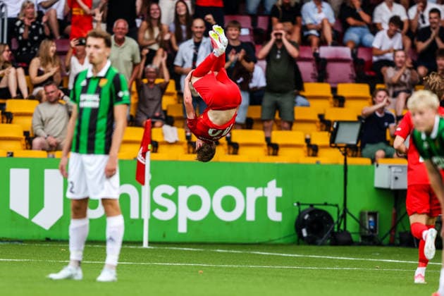 FC Nordsjaelland v GAIS, UEFA Conference League qualification, Farum, Denmark Farum, Denmark. 30th, July 2026. Hjalte Boe Rasmussen (40) of FC Nordsjaelland seen scores the UEFA Conference League qualification match between FC Nordsjaelland and GAIS at Right to Dream Park. Denmark, Farum  Copyright: xGonzalesxPhoto RunexMathiesenx