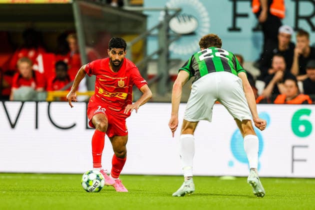 FC Nordsjaelland v GAIS, UEFA Conference League qualification, Farum, Denmark Farum, Denmark. 30th, July 2026. Ibrahim Adel (14) of FC Nordsjaelland seen during the UEFA Conference League qualification match between FC Nordsjaelland and GAIS at Right to Dream Park. Denmark, Farum  Copyright: xGonzalesxPhoto RunexMathiesenx