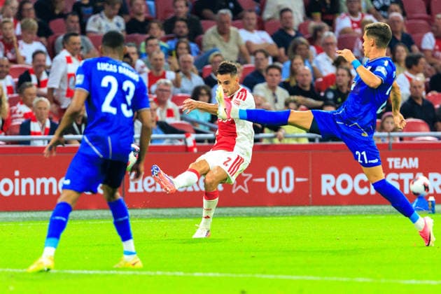AFC Ajax v FK Vojvodina - UEFA Conference League AMSTERDAM, NETHERLANDS - JULY 30: Lucas Rosa of AFC Ajax during the UEFA Conference League match between AFC Ajax and FK Vojvodina at Johan Cruijff Arena on July 30, 2026 in Amsterdam, Netherlands. Amsterdam Johan Cruijff Arena Netherlands Content not available for redistribution in The Netherlands directly or indirectly through any third parties. Copyright: xMarcelxvanxPlateringenx