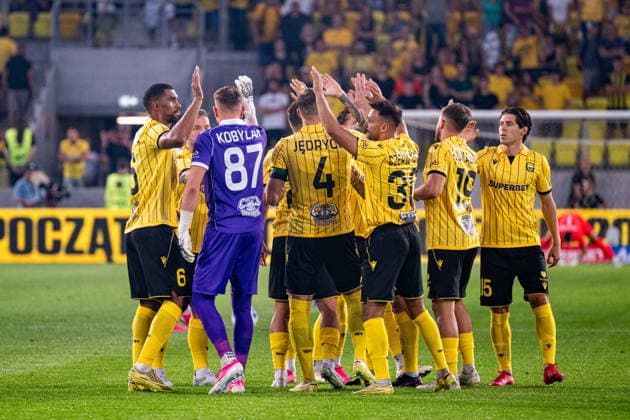 STADION MIEJSKI KATOWICE UL NOWA BUKOWA 1A KATOWICE 30.07.2026 PILKA NOZNA LIGA KONFERENCJI KWALIFIKACJE SEZON 2026 2027 FOOTBALL KONFERENCE LEAGUE SEASON 2026 2027 GKS KATOWICE VS MSK ZILINA DRUZYNA GKS KATOWICE FOT.Kamil Wolny NEWSPIX.PL --- newspix.pl POLAND OUT! 