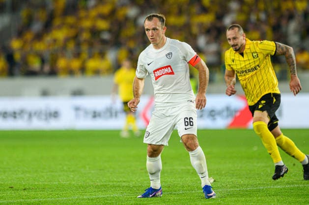 Miroslav Kacer seen during UEFA Conference League 2026 27 2nd qualifying round 2nd leg match between teams of GKS Katowice and MSK Zilina in Katowice, Poland (Tomasz Karczewski Ball Raw Images) Katowice Arena Katowice Poland Copyright: xTomaszxKarczewskix tomaszkarczewski_gks_zilina_2627_TK1_8297