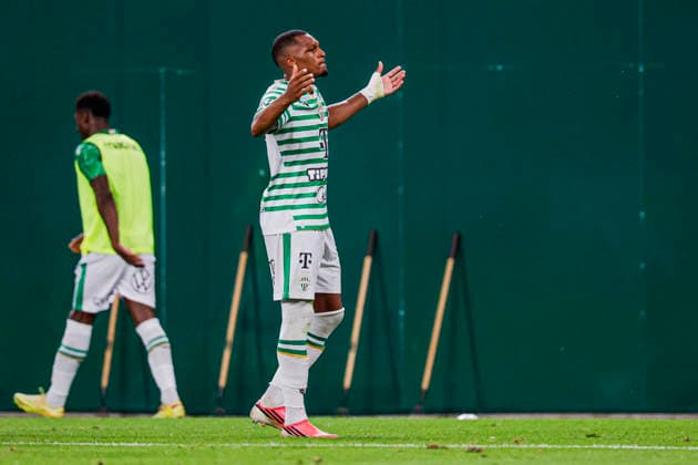 BUDAPEST, HUNGARY - JULY 30: Lenny Joseph of Ferencvaros celebrates after scoring his teams second goal during the UEFA Europa League 2026 27 Second Qualifying Round Second Leg match between Ferencvaros and FC Twente at Groupama Arena on July 30, 2026 in Budapest, Hungary.  Copyright: xMTB-Photo MB-Mediax