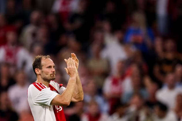AMSTERDAM, NETHERLANDS - JULY 30: Daley Blind of AFC Ajax applauds the fans after the UEFA Conference League 2026 27 second qualifying round second leg match between AFC Ajax and at Johan Cruijff Arena on July 30, 2026 in Amsterdam, Netherlands.  Copyright: xRenexNijhuis MBxMediax