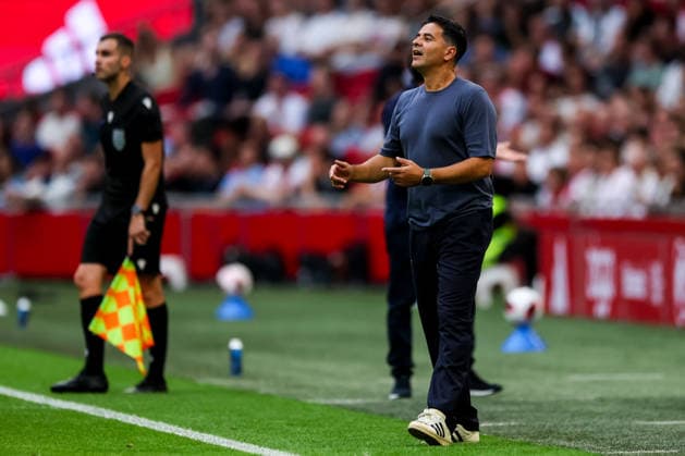 AMSTERDAM, NETHERLANDS - JULY 30: AFC Ajax head coach Michel reacts during the UEFA Conference League 2026 27 second qualifying round second leg match between AFC Ajax and at Johan Cruijff Arena on July 30, 2026 in Amsterdam, Netherlands.  Copyright: xRenexNijhuis MBxMediax