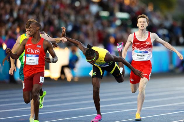 RECORD DATE NOT STATED 30th July 2026; Glasgow, Scotland; 2026 Commonwealth Games, Day Eight; Scotstoun Stadium Athletics, Mens 800m SF, Kelvin Loti (KEN) wins from Luke Boyes (AUS) and Peyton Craig (AUS) RogerxEvans