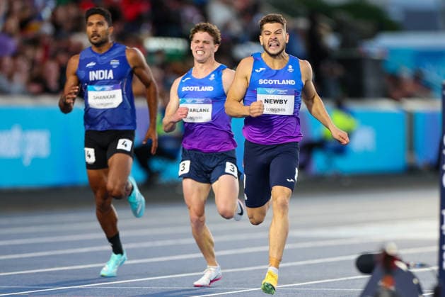 RECORD DATE NOT STATED 30th July 2026; Glasgow, Scotland; 2026 Commonwealth Games, Day Eight; Scotstoun Stadium Athletics, Mens Decathlon 400m, Callum Newbury (SCO) wins his heat RogerxEvans