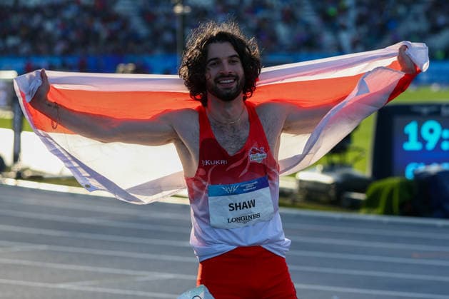 RECORD DATE NOT STATED 30th July 2026; Glasgow, Scotland; 2026 Commonwealth Games, Day Eight; Scotstoun Stadium Athletics, Mens 100m T12 Final, Zachary Shaw (ENG) wins gold RogerxEvans