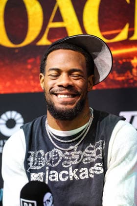 July 30, 2026: Lightweight Lamont Roach Jr. on stage during the press conference, PK, Pressekonferenz for the Roach Jr. vs Zepeda event at the Skybox Lounge inside the Virgin Hotels on July 30, 2026 in Las Vegas, NV. CSM. Las Vegas United States of America - ZUMAc04_ 20260730_zma_c04_103 Copyright: xChristopherxTrimx