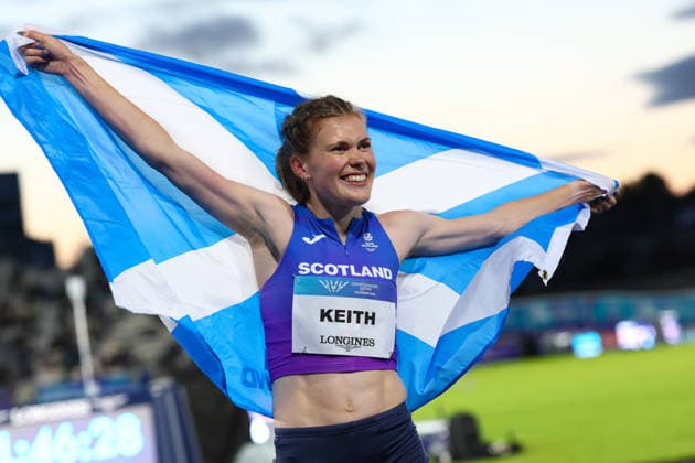 July 30, 2026, Glasgow, Scotland, Great Britain: MEGAN KEITH of Scotland celebrates her third place in the Athletics Women s 5000m Final of the Commonwealth Games Glasgow 2026 at the Scotstoun Stadium in Glasgow, Scotland. Glasgow Great Britain - ZUMAc179 20260730_zep_c179_028 Copyright: xMickaelxChavetx