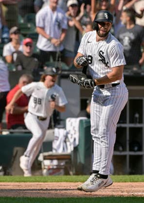 Chicago White Sox Tristan Peters (29) celebrates his walk-off-walk to defeat the New York Yankees in eleven innings 2-1 at Rate Field in Chicago, IL on Thursday, July 30, 2026.  CHI20260730108 MARKxBLACK