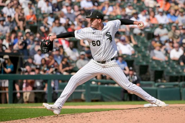 Chicago White Sox pitcher Bryan Hudson (60) throws against the New York Yankees during the ninth inning at Rate Field in Chicago, IL on Thursday, July 30, 2026. The White Sox defeated the Yankees 2-1.  CHI20260730126 MARKxBLACK