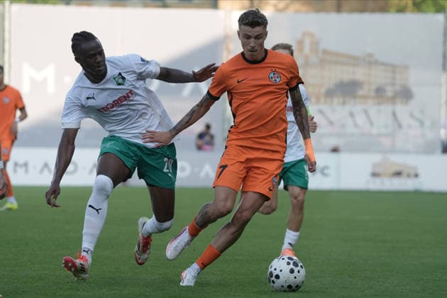 July 30, 2026, Riga, Latvia: Octavian Popescu and Youba TRAORE in action during their UEFA Europa Conference League qualifying round game between Latvian FK Auda and Romanian FCSB in Riga, Latvia, July 30, 2026. Photo: Roman Koksarov Latvia Sports - July 30, 2026  - ZUMAk209 20260730_zsp_k209_026 Copyright: xRomansxKoksarovx