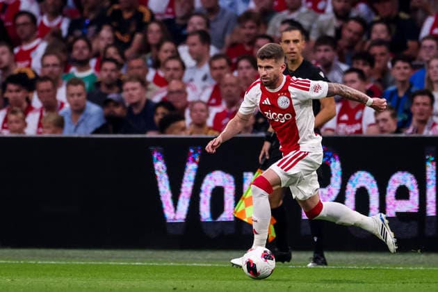 AMSTERDAM, NETHERLANDS - JULY 30: Caio Henrique of AFC Ajax dribbles with the ball during the UEFA Conference League 2026 27 second qualifying round second leg match between AFC Ajax and at Johan Cruijff Arena on July 30, 2026 in Amsterdam, Netherlands.  Copyright: xRenexNijhuis MBxMediax