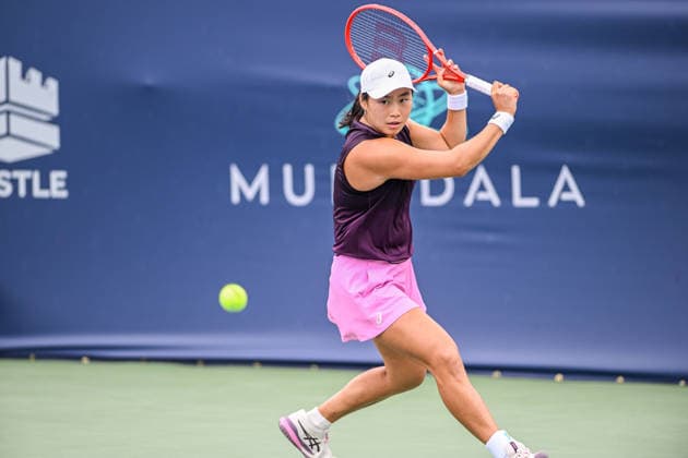 July 30, 2026, Washington, D.C, U.S: JANICE TJEN hits a backhand during her match against Anna Kalinskaya at the Rock Creek Tennis Center. Tennis 2026 - Mubadala Open  - ZUMAg196 20260730_zap_g196_023 Copyright: xKylexGustafsonx