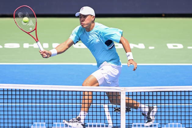 July 30, 2026, Washington, D.C, U.S: BRANDON NAKASHIMA hits a volley during his match against Jakub MenAÂ¡oÂ­k at the Rock Creek Tennis Center. Washington U.S - ZUMAg196 20260730_zap_g196_021 Copyright: xKylexGustafsonx