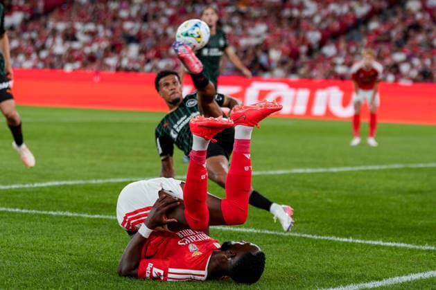 Fussball, UEFA Europa League Qualifikation: SL Benfica vs. FC St. Gallen 1879, Donnerstag, 30.07.2026 (Estadio da Luz, Lissabon, Portugal); Dodi LukÃ bakio, Dodi Lukebakio (11, SL Benfica), Chima Okoroji (36, FC St. Gallen) *** Soccer, UEFA Europa League Qualifying: SL Benfica vs. FC St. Gallen 1879, Thursday, July 30, 2026, Estadio da Luz, Lisbon, Portugal: Dodi Lukebakio (11), SL Benfica; Chima Okoroji (36), FC St. Gallen Copyright: xValentinxDomgjonix