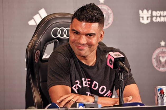 July 30, 2026, Miami, Florida, USA: Brazilian midfielder Casemiro speaks at a press conference, PK, Pressekonferenz after he was officially introduced as Inter Miami s new signing during an event at NU Stadium in Miami, Florida, Soccer 2026: Casemiro Press Conference.  - ZUMAa257 20260730_zsp_a257_014 Copyright: xChrisxArjoonx