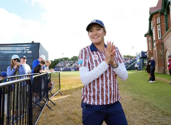 Golf: Women s British Open Shiho Kuwaki of Japan reacts after finishing second in the first round of Women s British Open golf tournament on July 30, 2026, at Royal Lytham &amp; St Annes Golf Club in Lytham St Annes, England.  A14AA0005624675P