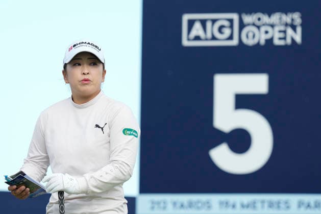 LYTHAM, ENGLAND - JULY 30: Mao Saigo (JPN) waits to play from the 5th tee during Round 1 at the 50th AIG Women™s Open Championship at the Royal Lytham and St Anne™s Golf Club, Lytham on July 30, 2026 in Lancashire, England The 50th AIG Women™s Open Championship