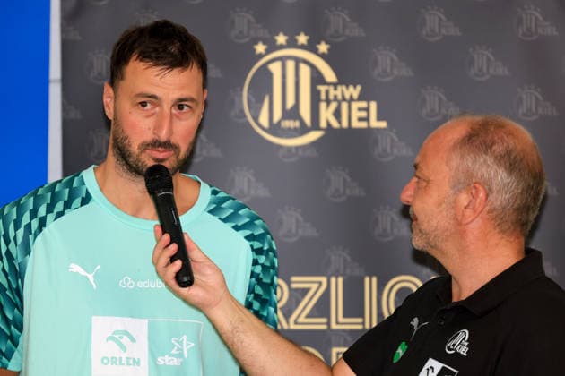 HANDBALL - HBL, Kiel, training camp GRAZ,AUSTRIA,31.JUL.26 - HANDBALL - HBL Handball-Bundesliga, THW Kiel, press conference, PK, Pressekonferenz Image shows Domagoj Duvnjak (Kiel).  GEPAxpictures xMarioxBuehner-Weinrauch
